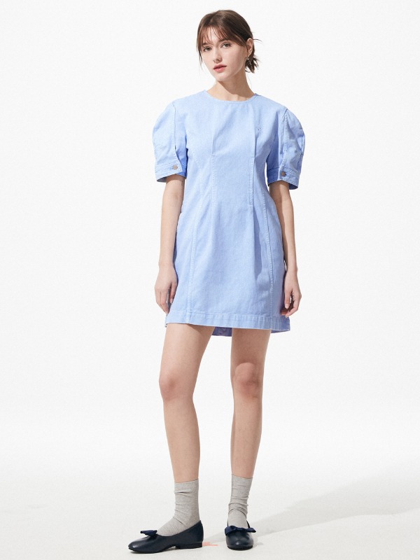 [4/5 예약배송] Denim Mini Dress [Pure Blue]